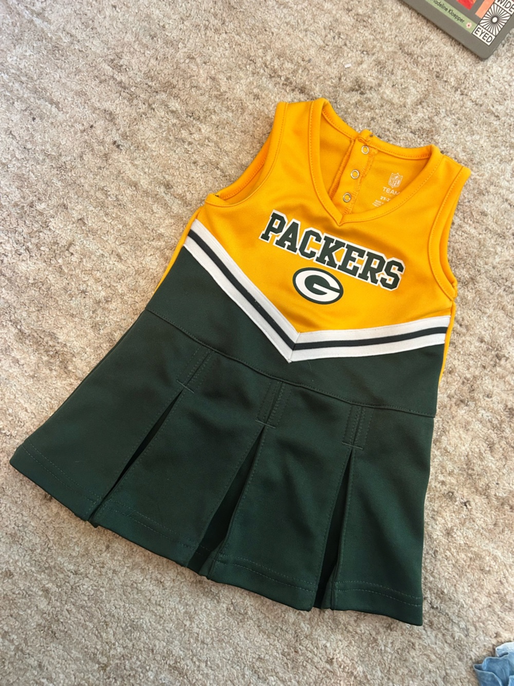 4T NFL Green Bay Packers Yellow & Green Cheerleader Dress